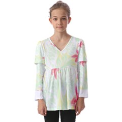 Hawaii T- Shirt Hawaii Flora Garden T- Shirt Kids  V Neck Casual Top