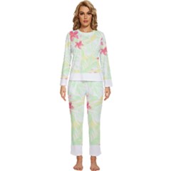 Hawaii T- Shirt Hawaii Flora Garden T- Shirt Womens  Long Sleeve Lightweight Pajamas Set