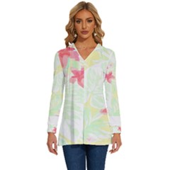 Hawaii T- Shirt Hawaii Flora Garden T- Shirt Long Sleeve Drawstring Hooded Top