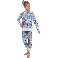 Hawaii T- Shirt Hawaii Flora Pattern T- Shirt Kids  Long Sleeve Set  by maxcute