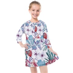 Hawaii T- Shirt Hawaii Flora Pattern T- Shirt Kids  Quarter Sleeve Shirt Dress by maxcute