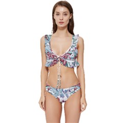 Hawaii T- Shirt Hawaii Flora Pattern T- Shirt Low Cut Ruffle Edge Bikini Set