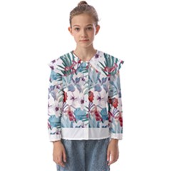 Hawaii T- Shirt Hawaii Flora Pattern T- Shirt Kids  Peter Pan Collar Blouse by maxcute