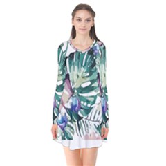 Hawaii T- Shirt Hawaii Flora T- Shirt Long Sleeve V-neck Flare Dress by maxcute