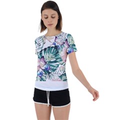 Hawaii T- Shirt Hawaii Flora T- Shirt Back Circle Cutout Sports Tee by maxcute