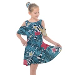 Hawaii T- Shirt Hawaii Floral Fashion T- Shirt Kids  Shoulder Cutout Chiffon Dress