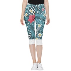 Hawaii T- Shirt Hawaii Floral Fashion T- Shirt Inside Out Lightweight Velour Capri Leggings  by maxcute