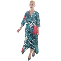 Hawaii T- Shirt Hawaii Floral Fashion T- Shirt Quarter Sleeve Wrap Front Maxi Dress by maxcute