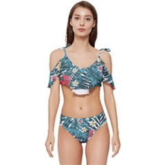 Hawaii T- Shirt Hawaii Floral Fashion T- Shirt Ruffle Edge Tie Up Bikini Set	 by maxcute