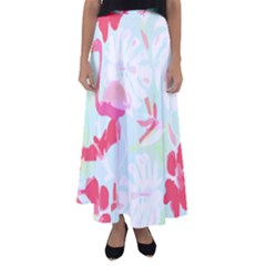 Hawaii T- Shirt Hawaii Floral Pattern T- Shirt Flared Maxi Skirt by maxcute