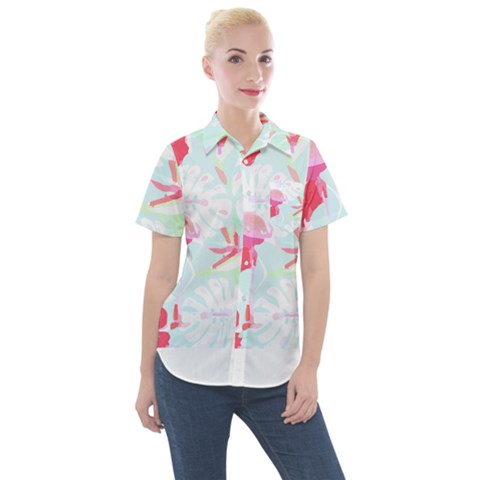 Hawaii T- Shirt Hawaii Floral Pattern T- Shirt Women s Short Sleeve Pocket Shirt by maxcute