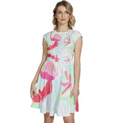 Hawaii T- Shirt Hawaii Floral Pattern T- Shirt Cap Sleeve High Waist Dress