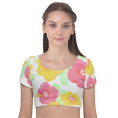 Hawaii T- Shirt Hawaii Floral Summer T- Shirt Velvet Short Sleeve Crop Top  by maxcute