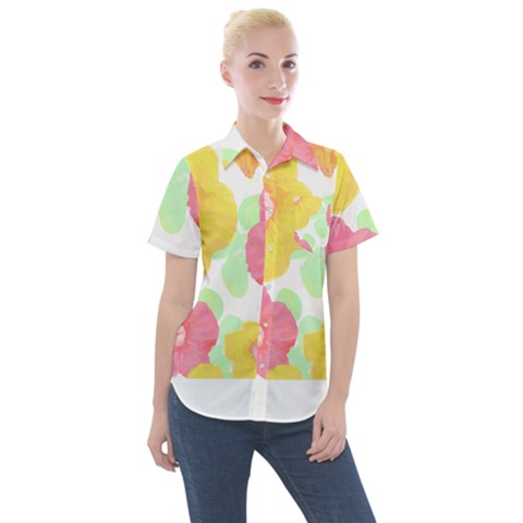 Hawaii T- Shirt Hawaii Floral Summer T- Shirt Women s Short Sleeve Pocket Shirt by maxcute