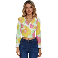 Hawaii T- Shirt Hawaii Floral Summer T- Shirt Long Sleeve V-neck Top