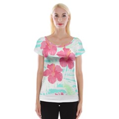 Hawaii T- Shirt Hawaii Floral Trend T- Shirt Cap Sleeve Top by maxcute