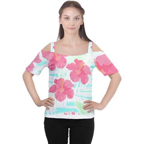 Hawaii T- Shirt Hawaii Floral Trend T- Shirt Cutout Shoulder Tee by maxcute