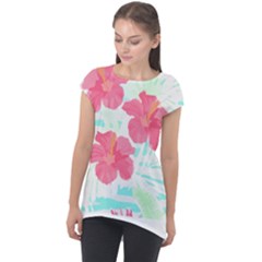 Hawaii T- Shirt Hawaii Floral Trend T- Shirt Cap Sleeve High Low Top by maxcute