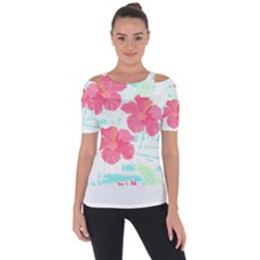 Hawaii T- Shirt Hawaii Floral Trend T- Shirt Shoulder Cut Out Short Sleeve Top by maxcute