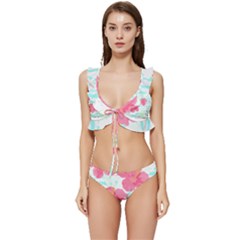 Hawaii T- Shirt Hawaii Floral Trend T- Shirt Low Cut Ruffle Edge Bikini Set by maxcute