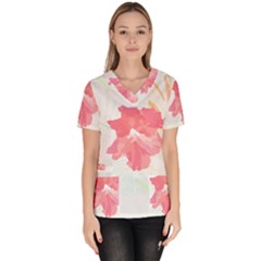 Hawaii T- Shirt Hawaii Florist Modern T- Shirt Women s V-neck Scrub Top by maxcute