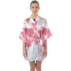 Hawaii T- Shirt Hawaii Florist Modern T- Shirt Half Sleeve Satin Kimono  by maxcute