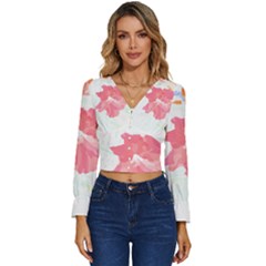 Hawaii T- Shirt Hawaii Florist Modern T- Shirt Long Sleeve V-neck Top