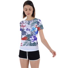 Hawaii T- Shirt Hawaii Flourish Pattern T- Shirt Back Circle Cutout Sports Tee by maxcute