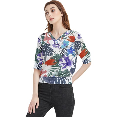 Hawaii T- Shirt Hawaii Flourish Pattern T- Shirt Quarter Sleeve Blouse by maxcute