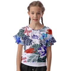 Hawaii T- Shirt Hawaii Flourish Pattern T- Shirt Kids  Cut Out Flutter Sleeves by maxcute