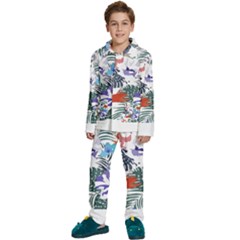 Hawaii T- Shirt Hawaii Flourish Pattern T- Shirt Kids  Long Sleeve Velvet Pajamas Set