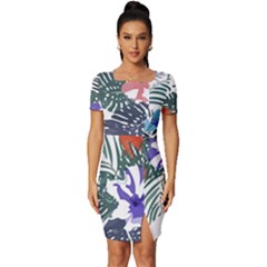 Hawaii T- Shirt Hawaii Flourish Pattern T- Shirt Fitted Knot Split End Bodycon Dress by maxcute