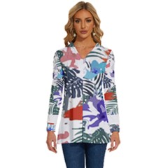 Hawaii T- Shirt Hawaii Flourish Pattern T- Shirt Long Sleeve Drawstring Hooded Top