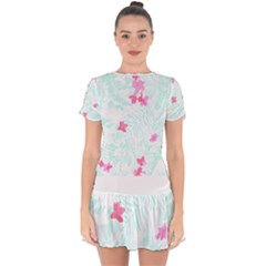 Hawaii T- Shirt Hawaii Flower Bird Fashion T- Shirt Drop Hem Mini Chiffon Dress by maxcute