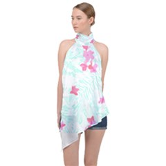 Hawaii T- Shirt Hawaii Flower Bird Fashion T- Shirt Halter Asymmetric Satin Top by maxcute