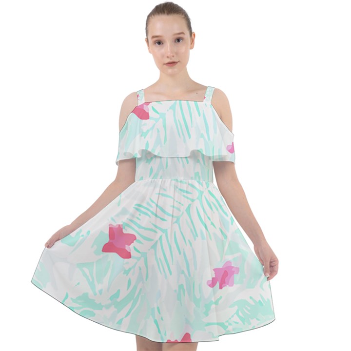 Hawaii T- Shirt Hawaii Flower Bird Fashion T- Shirt Cut Out Shoulders Chiffon Dress