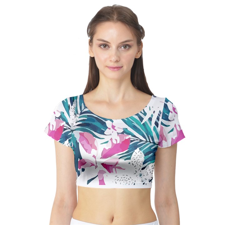 Hawaii T- Shirt Hawaii Flower Bride Garden T- Shirt Short Sleeve Crop Top