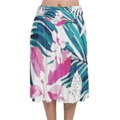 Hawaii T- Shirt Hawaii Flower Bride Garden T- Shirt Velvet Flared Midi Skirt