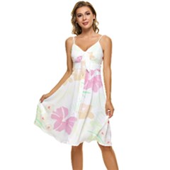 Hawaii T- Shirt Hawaii Flower Creative T- Shirt Sleeveless Tie Front Chiffon Dress