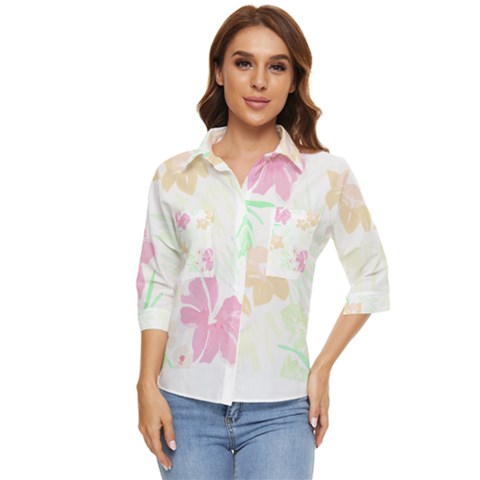 Hawaii T- Shirt Hawaii Flower Creative T- Shirt Women s Quarter Sleeve Pocket Shirt by maxcute