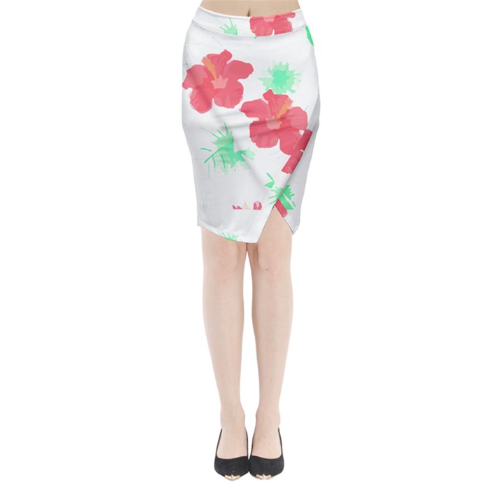 Hawaii T- Shirt Hawaii Flower Fashion T- Shirt Midi Wrap Pencil Skirt