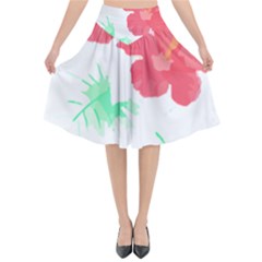 Hawaii T- Shirt Hawaii Flower Fashion T- Shirt Flared Midi Skirt by maxcute