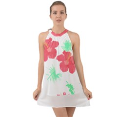 Hawaii T- Shirt Hawaii Flower Fashion T- Shirt Halter Tie Back Chiffon Dress by maxcute