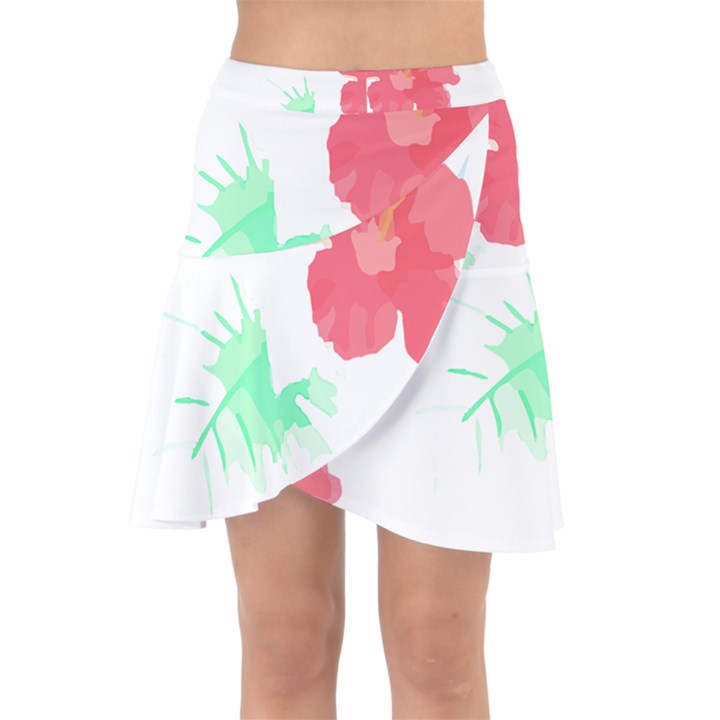 Hawaii T- Shirt Hawaii Flower Fashion T- Shirt Wrap Front Skirt