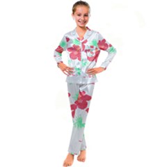 Hawaii T- Shirt Hawaii Flower Fashion T- Shirt Kid s Satin Long Sleeve Pajamas Set by maxcute