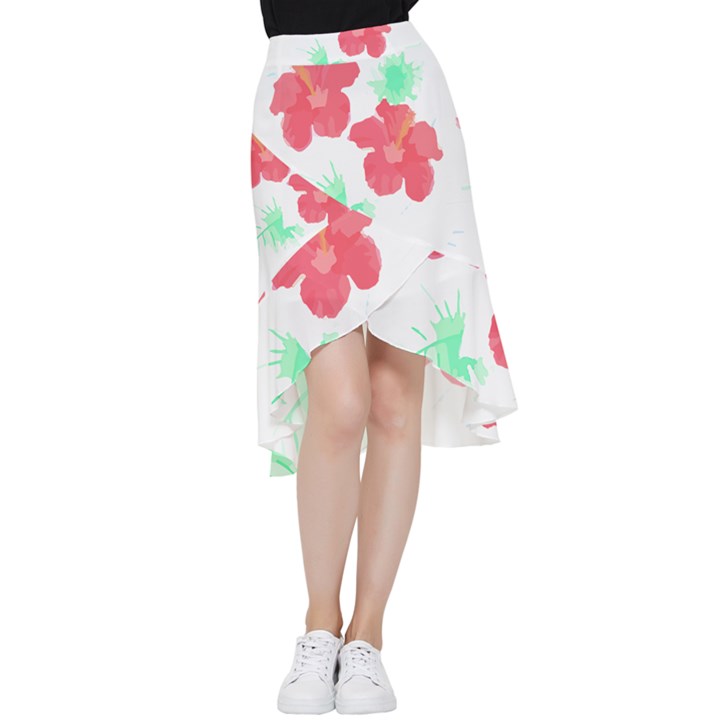 Hawaii T- Shirt Hawaii Flower Fashion T- Shirt Frill Hi Low Chiffon Skirt