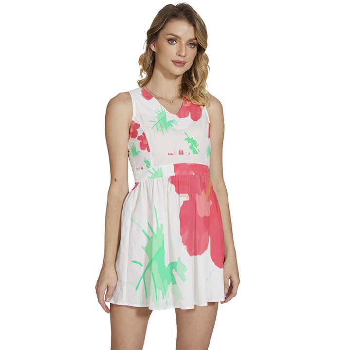 Hawaii T- Shirt Hawaii Flower Fashion T- Shirt Sleeveless High Waist Mini Dress