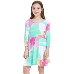 Hawaii T- Shirt Hawaii Flower Pattern T- Shirt Kids  Quarter Sleeve Skater Dress by maxcute