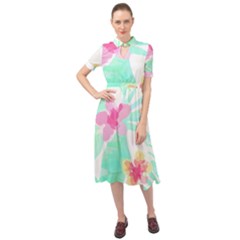 Hawaii T- Shirt Hawaii Flower Pattern T- Shirt Keyhole Neckline Chiffon Dress by maxcute