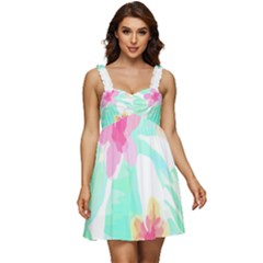 Hawaii T- Shirt Hawaii Flower Pattern T- Shirt Ruffle Strap Babydoll Chiffon Dress